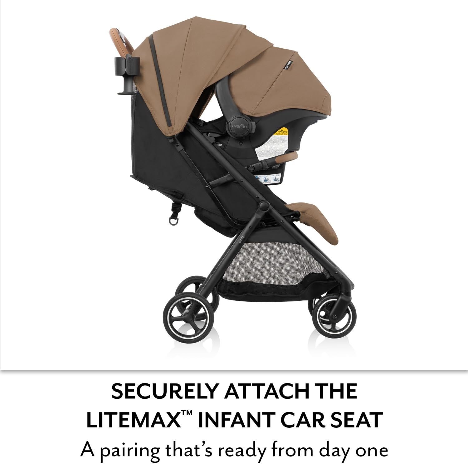 image:imageEvenflo Otto Travel System wLiteMax Infant Cat SeatCaramel Tan