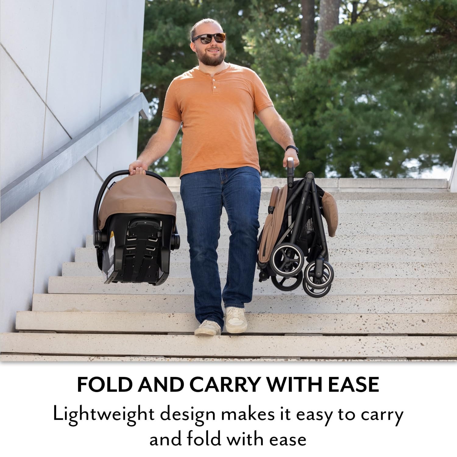 image:imageEvenflo Otto Travel System wLiteMax Infant Cat SeatCaramel Tan