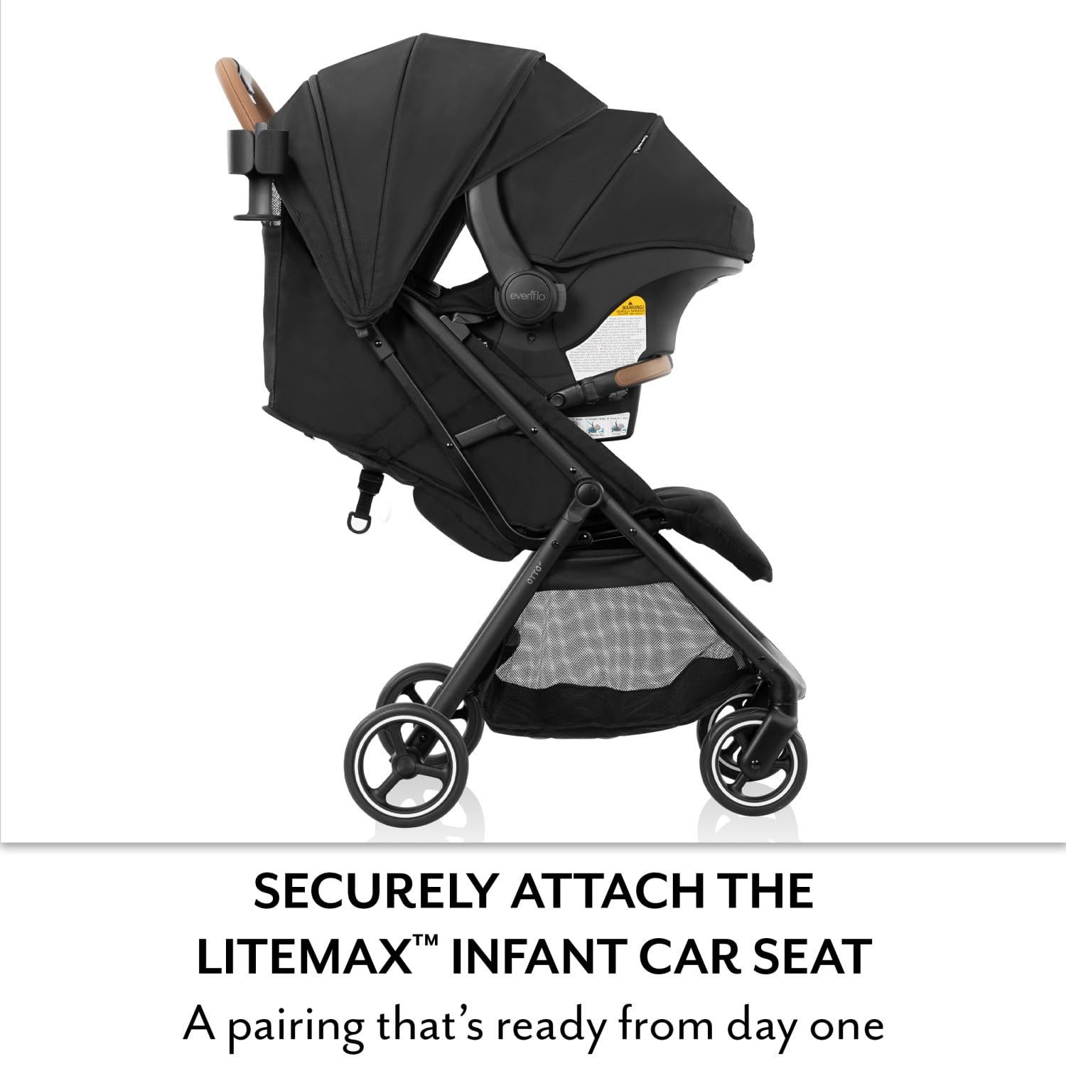 image:imageEvenflo Otto Travel System wLiteMax Infant Cat SeatChia Black