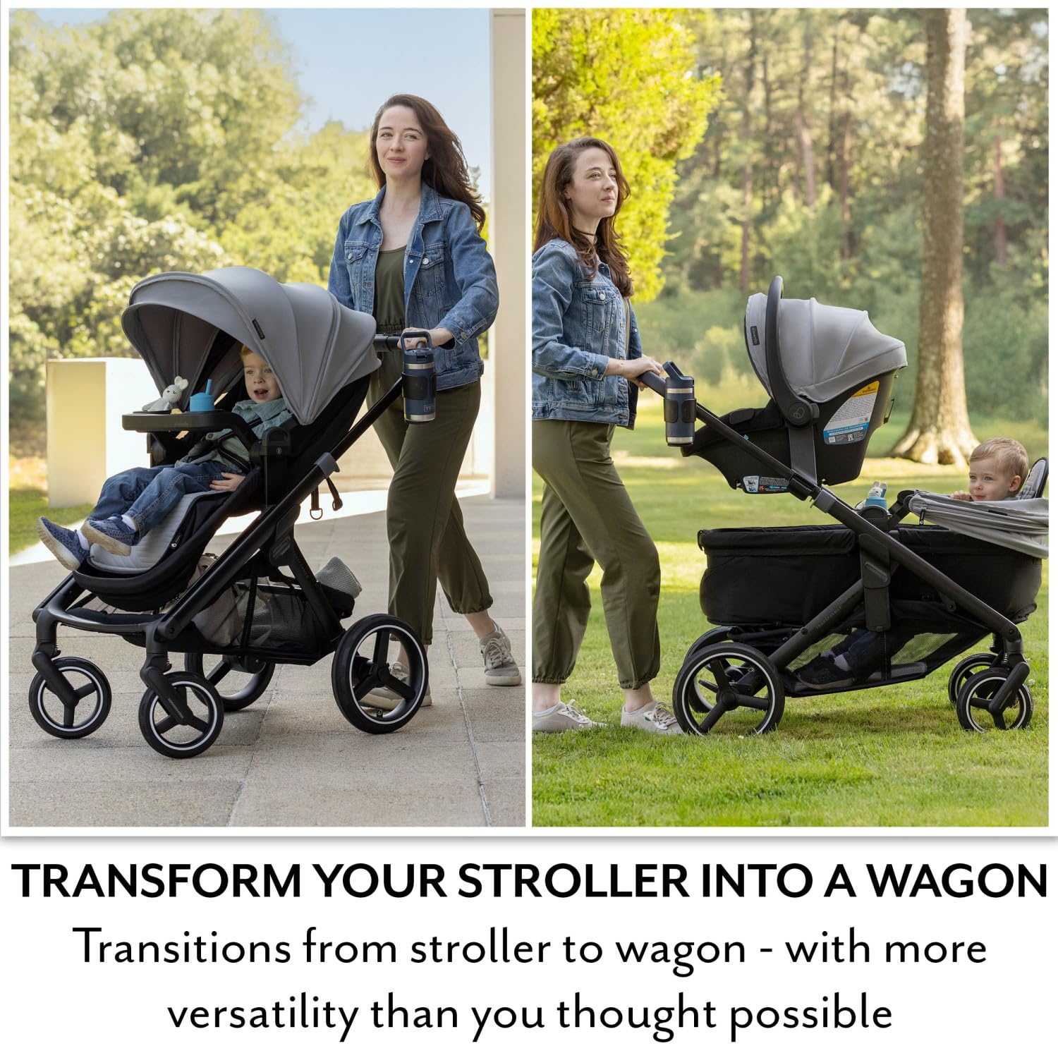 image:imageEvenflo Transformer Stroller to Wagon Travel System wLiteMax NXT Car SeatFog Gray