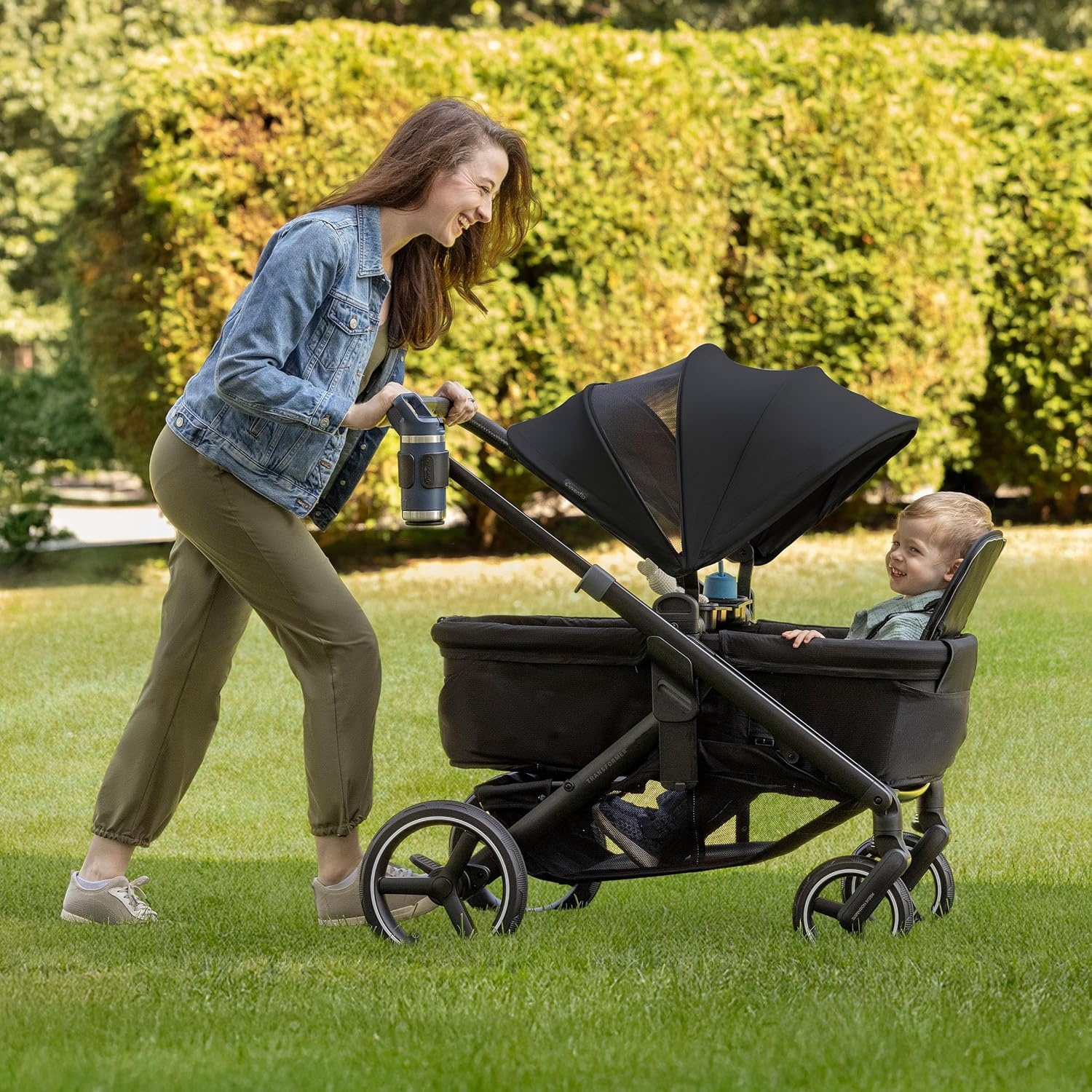 image:imageEvenflo Transformer Stroller to Wagon Travel System wLiteMax NXT Car SeatPitch Black