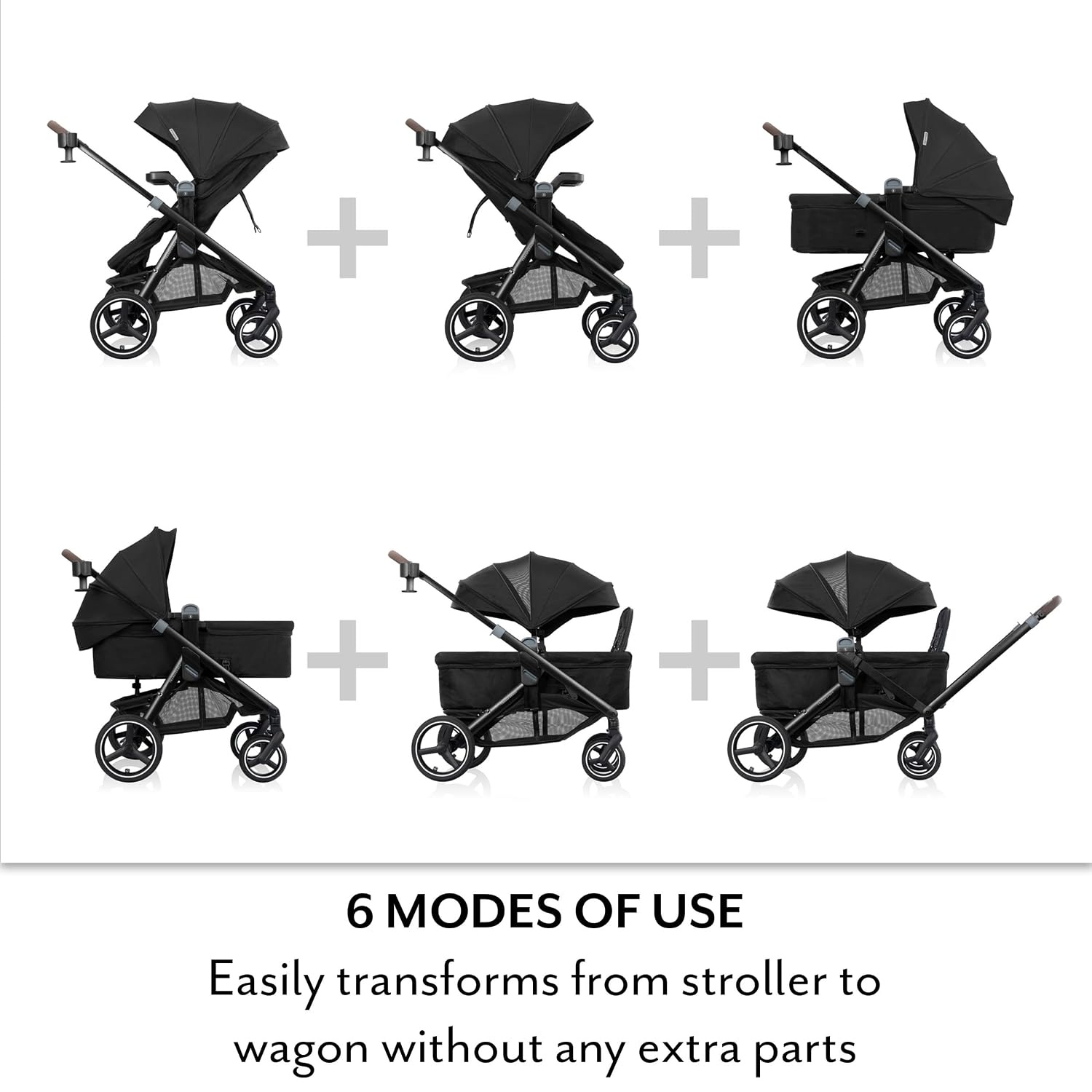 image:imageEvenflo Transformer Stroller to Wagon Travel System wLiteMax NXT Car SeatPitch Black