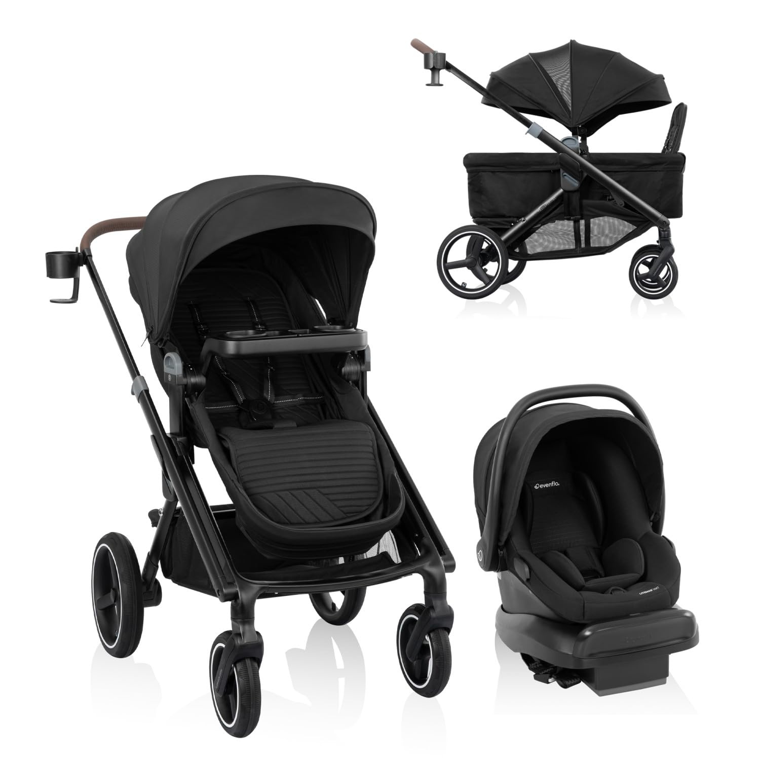 image:imageEvenflo Transformer Stroller to Wagon Travel System wLiteMax NXT Car SeatPitch Black