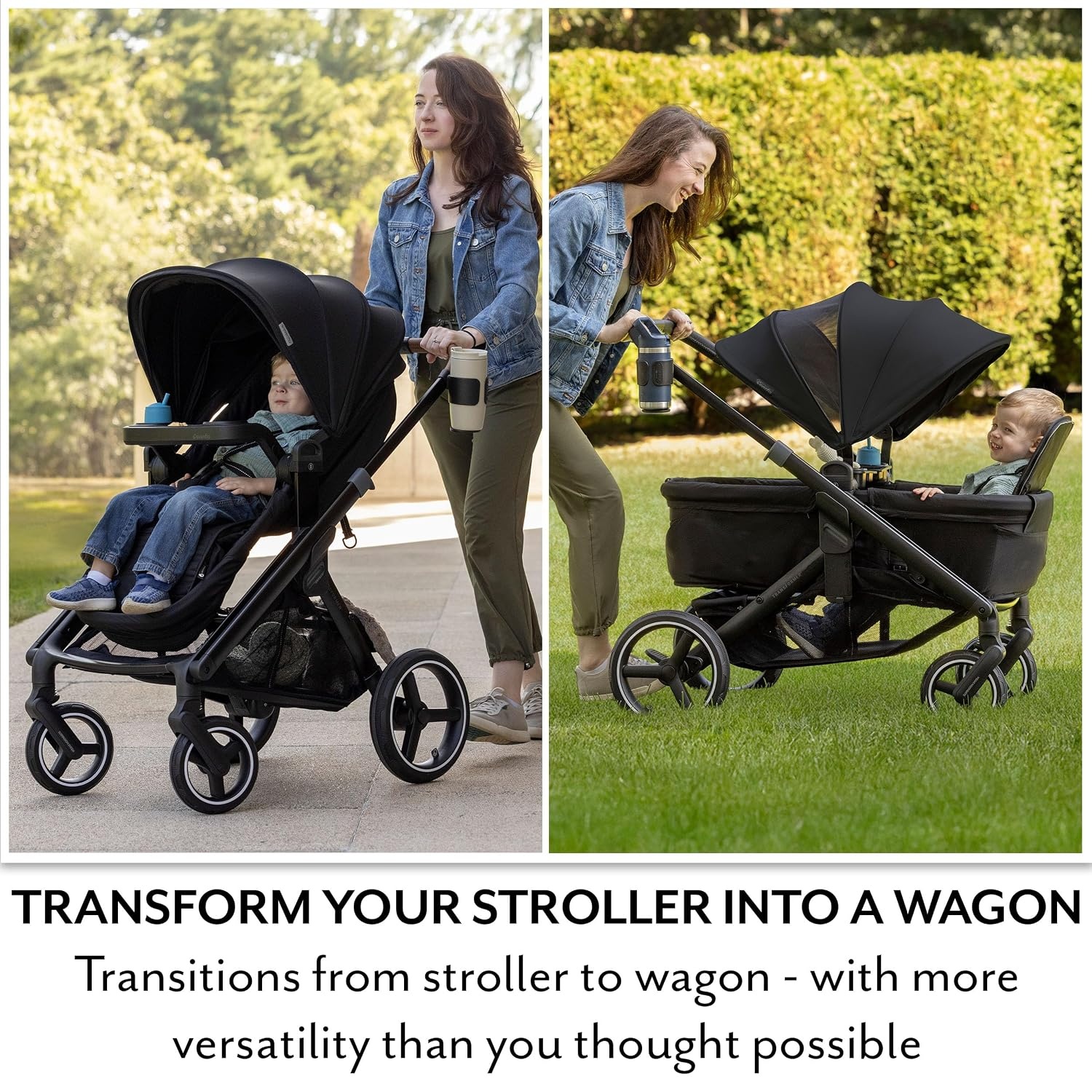 image:imageEvenflo Transformer Stroller to Wagon Travel System wLiteMax NXT Car SeatPitch Black