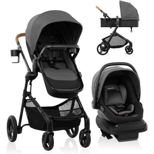 Evenflo Pivot NXT Travel System with LiteMax NXT Preemie and Infant Car Seat(Silverado Gray)